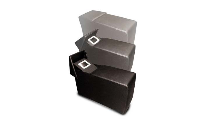 three different colors of an armrest with a smart home device hidden inside